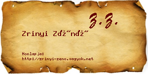 Zrinyi Zénó névjegykártya